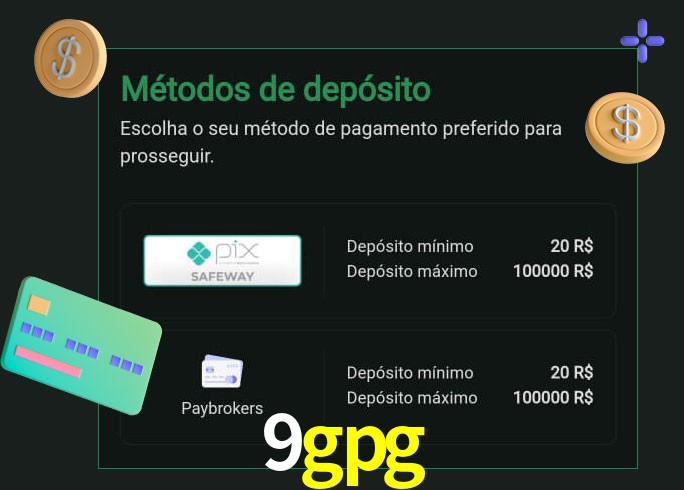 O cassino 9gpg oferece uma grande variedade de métodos de pagamento
